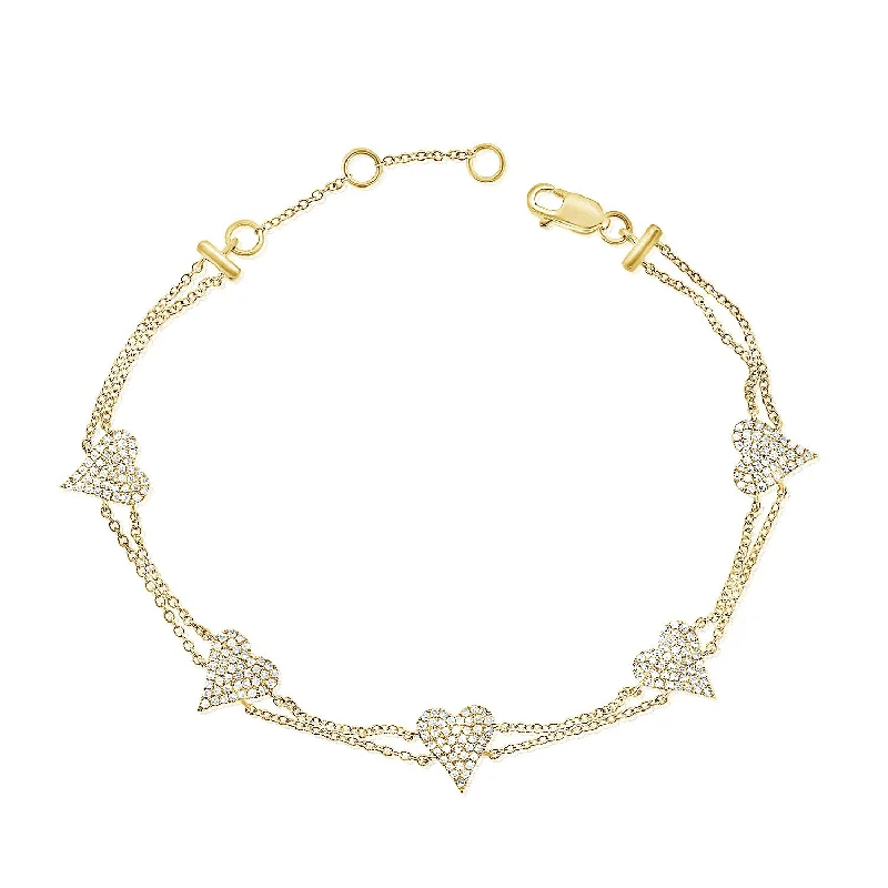 14K GOLD DIAMOND JENNY HEART BRACELET