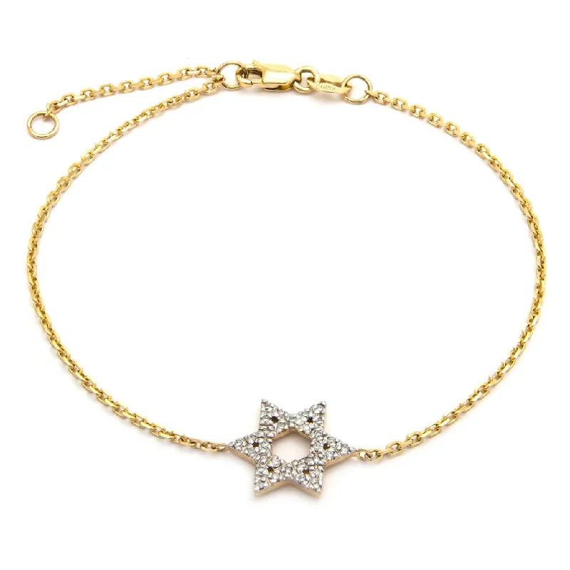 14K GOLD DIAMOND STAR OF DAVID BRACELET