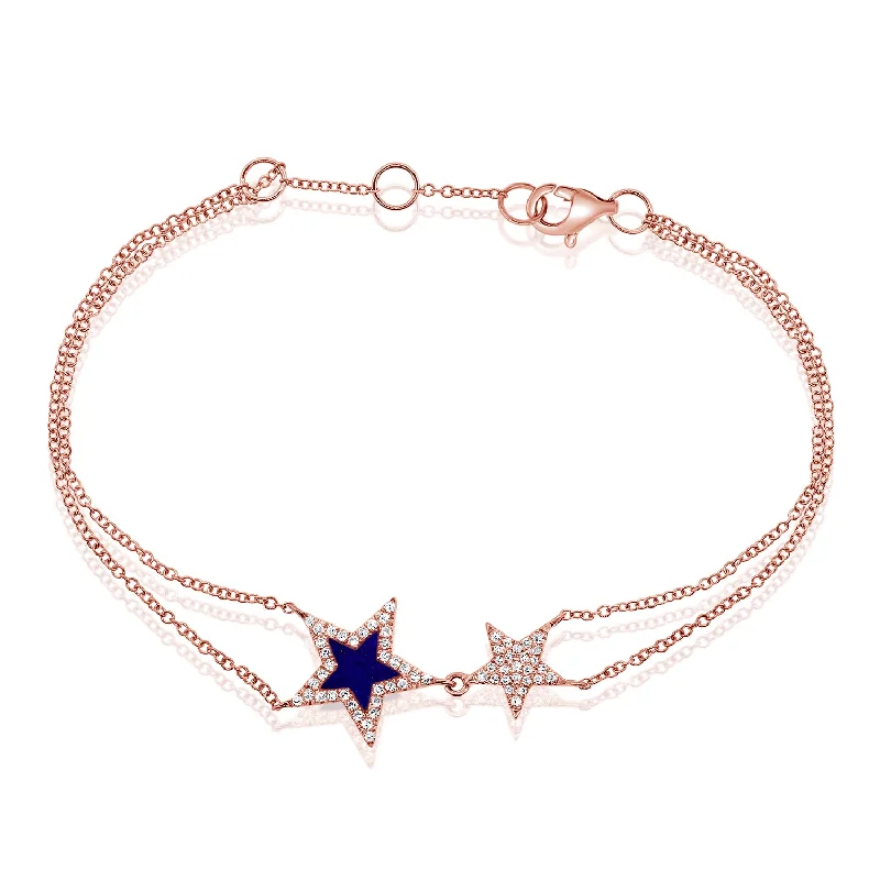 14K GOLD DIAMOND AND LAPIS SIERRA STAR BRACELET