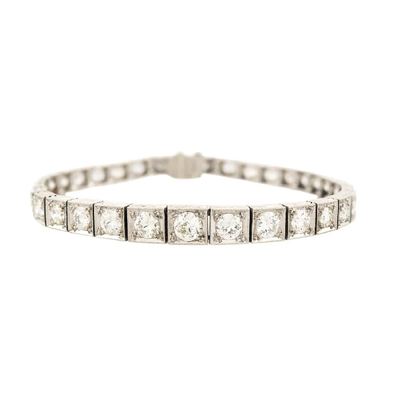 Art Deco Platinum Diamond Graduated Line Bracelet