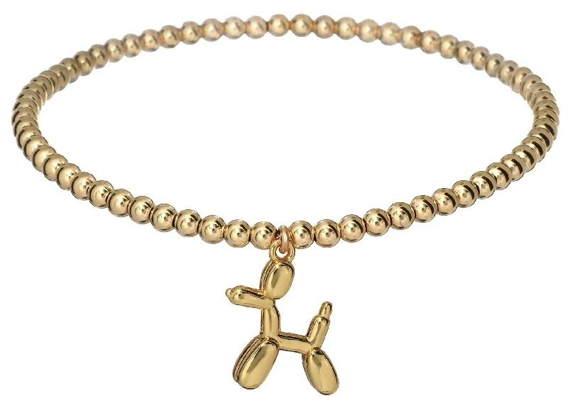 "BALLOON DOG" Gold Plated Charm with 14K Gold Filled beads Bracelet