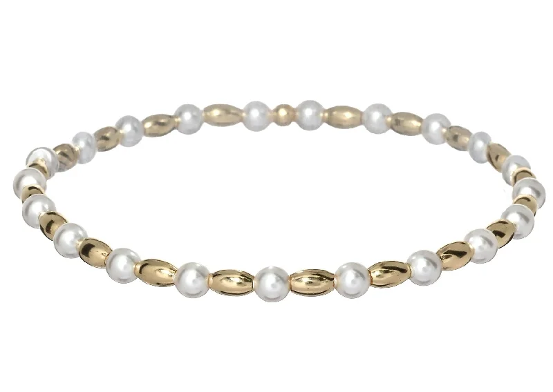 "CARRIE" 14k gold-filled oval & pearl beaded bracelet