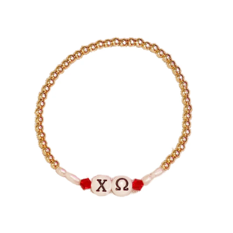 bara Boheme | "CHI OMEGA" Sorority Greek Letter Ball Beaded Bracelet