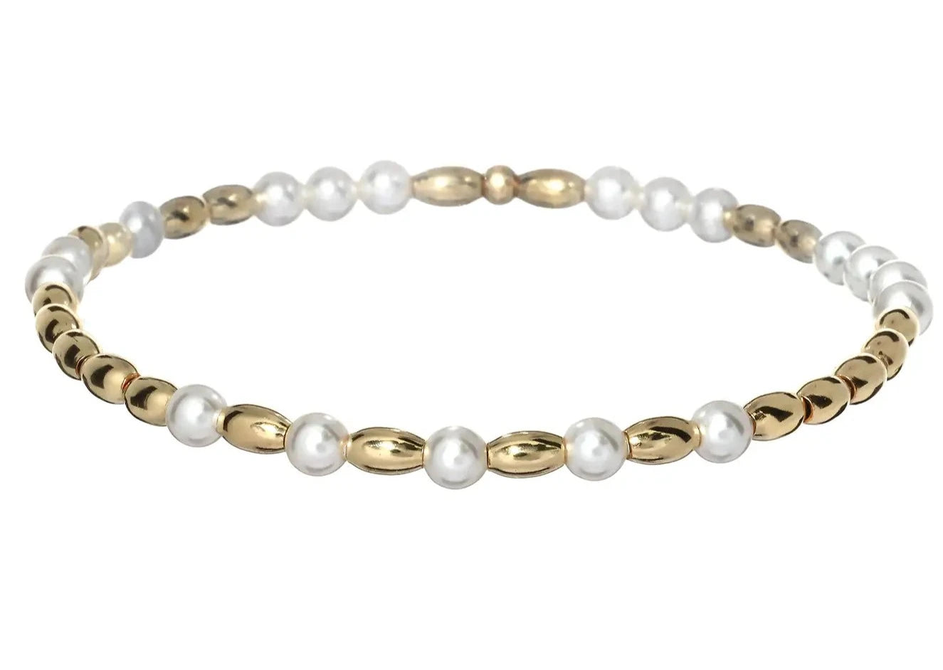 "EMMA OVAL" 14k gold-filled & pearl beaded bracelet