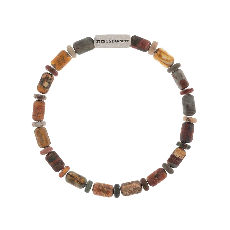 Colourful Cal Barrel Gemstone Bracelet Matt Pine