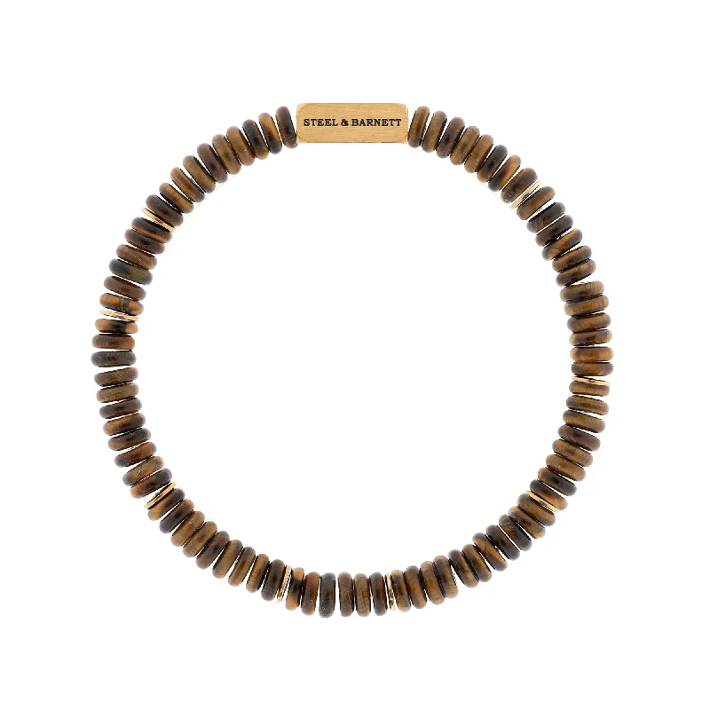 Two Tone Disc Gemstone Bracelet Tiger Eye/18K Gold