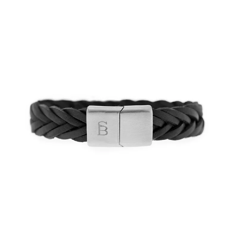 Preston Leather Bracelet Black Navy