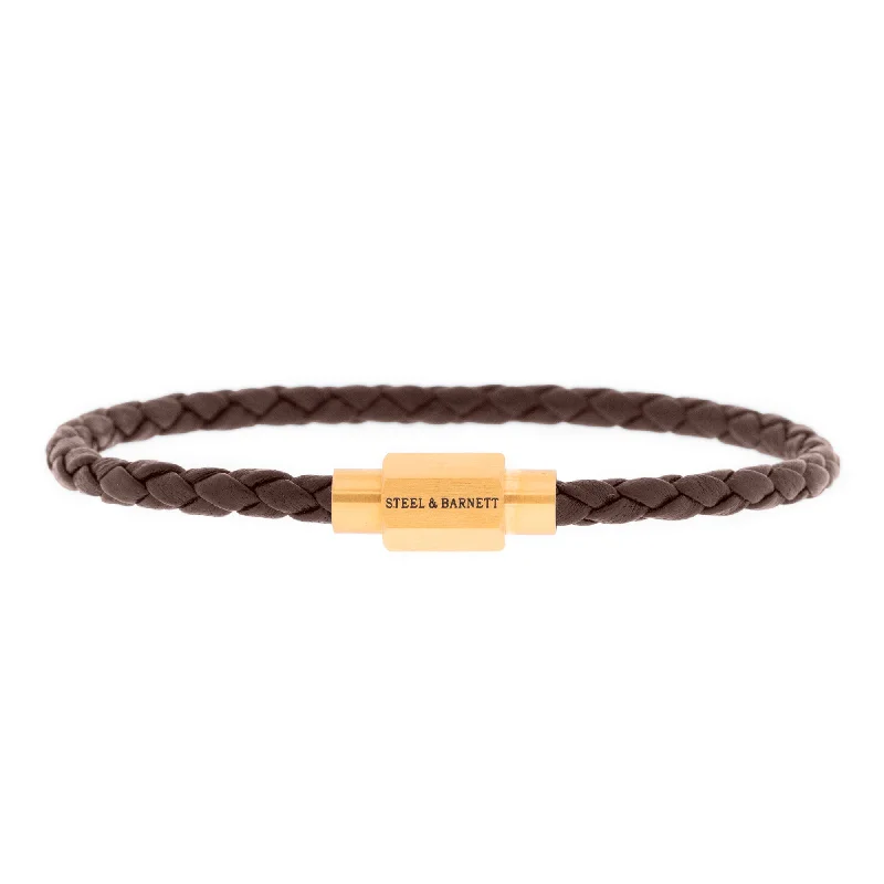 Luke Landon Nappa Leather Bracelet Brown/18K Gold