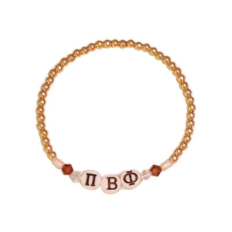 bara Boheme | "PI BETA PHI" Sorority Greek Letter Ball Beaded Bracelet