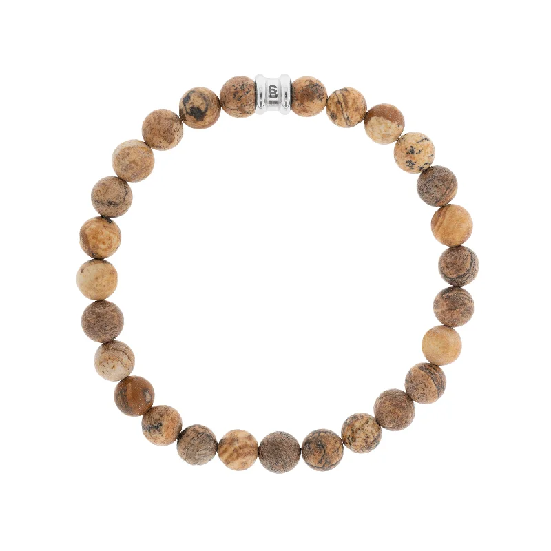 8mm Round Gemstone Bracelet Picture Jasper