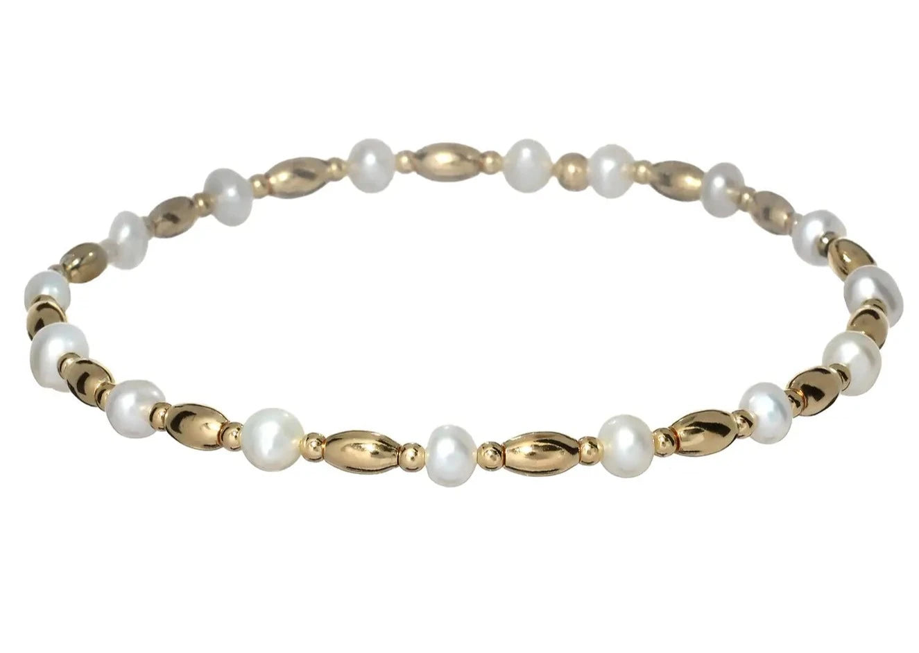 "TERRI" 14k gold-filled oval & pearl beaded bracelet