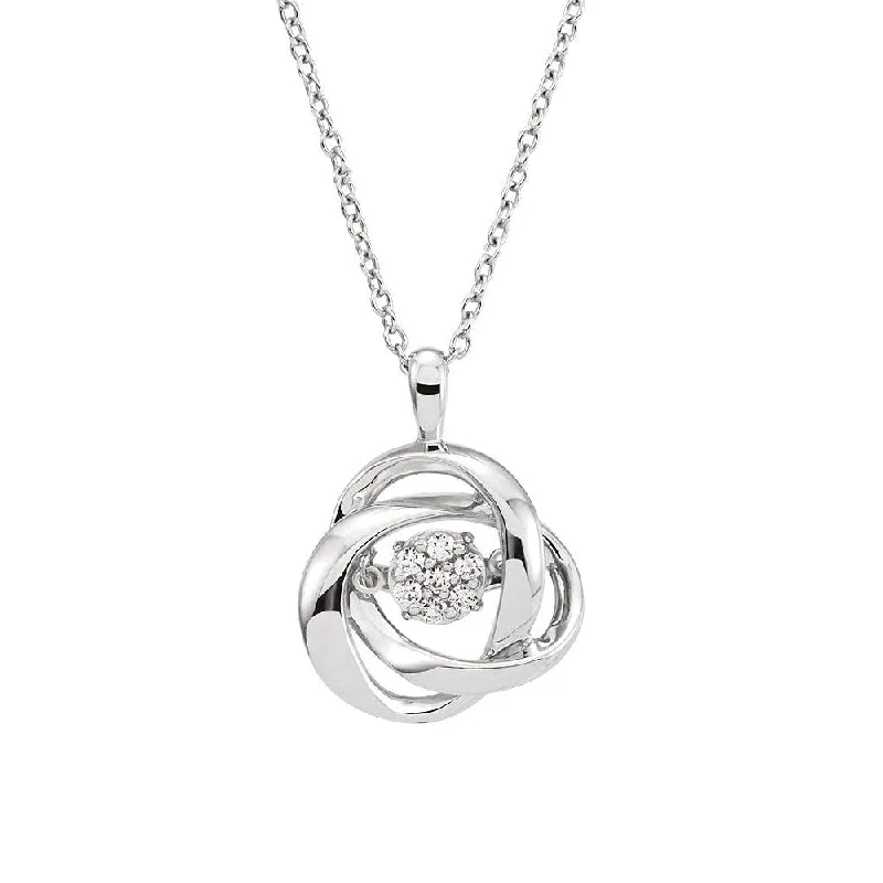 1/10 Cttw Diamond Knot Necklace in Sterling Silver, 18 Inch