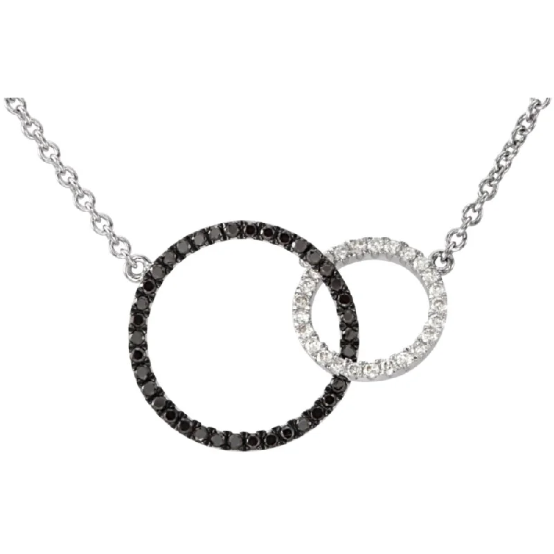 1/3 Cttw Black & White Diamond Circle 14k White Gold Necklace, 18 Inch