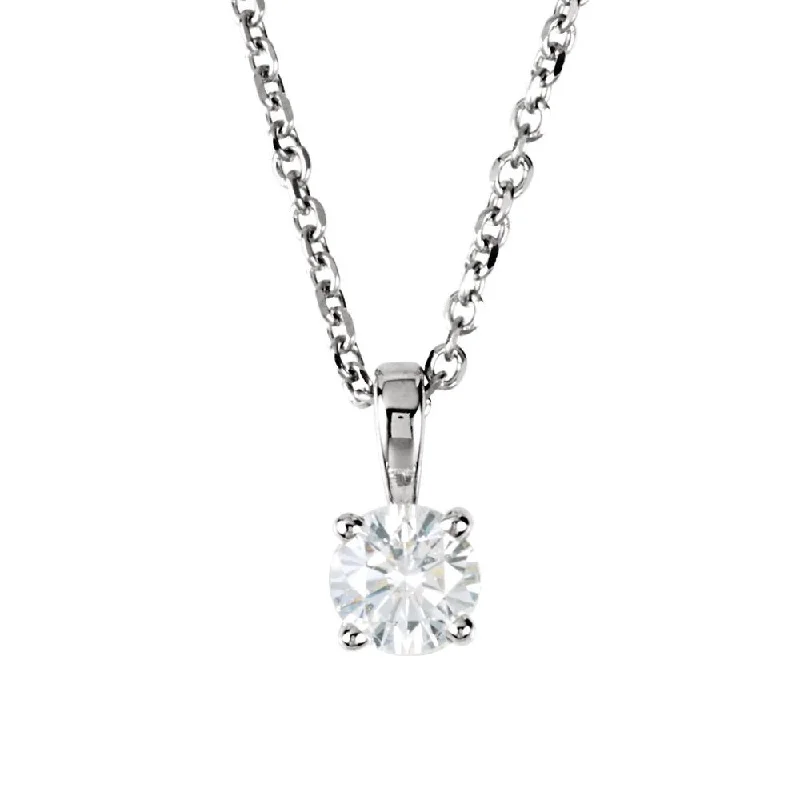 1/4 Carat Round Diamond Solitaire Necklace in 14k White Gold, 18 Inch