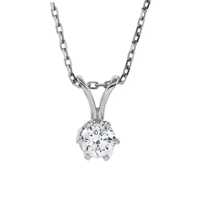 1/4 Ct Round Diamond Solitaire Necklace in 14k White Gold, 18 Inch