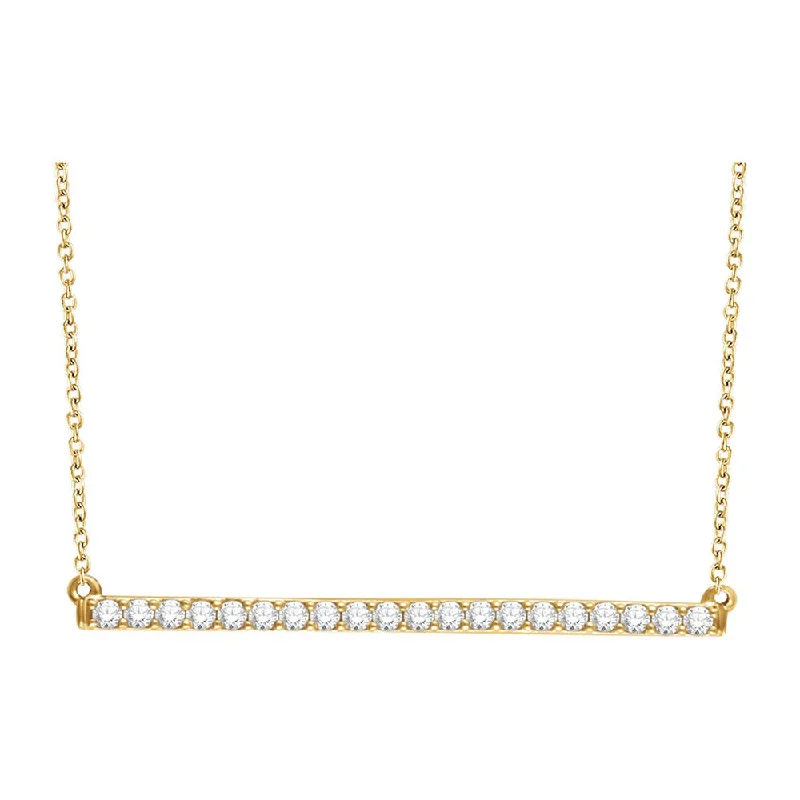 14K Yellow, White or Rose Gold 1/2 CTW Diamond 40mm Bar Necklace