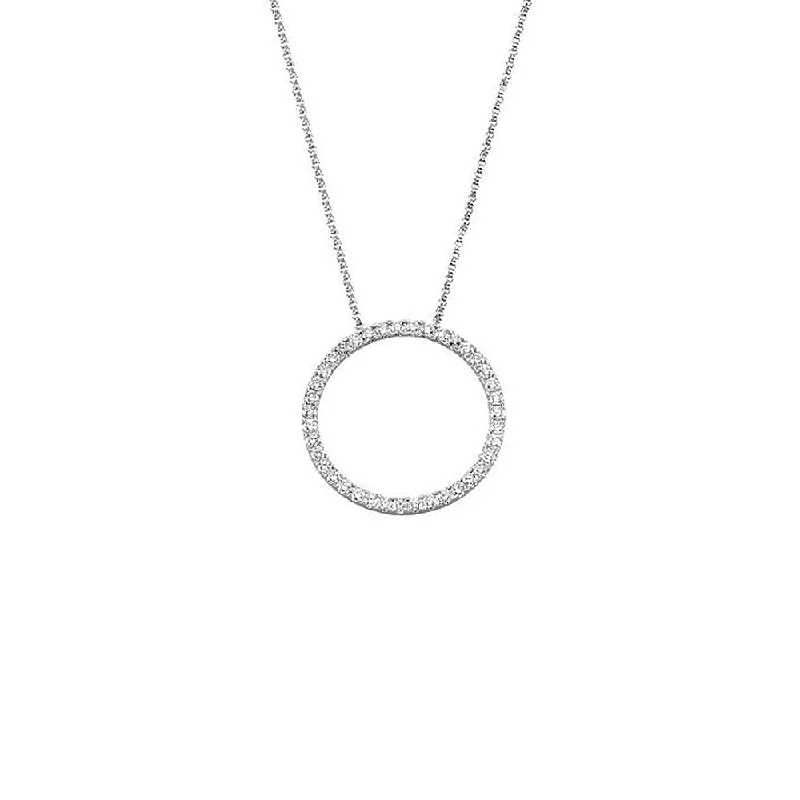 26mm 1 Cttw Diamond Circle Necklace in 14k White Gold, 18 Inch