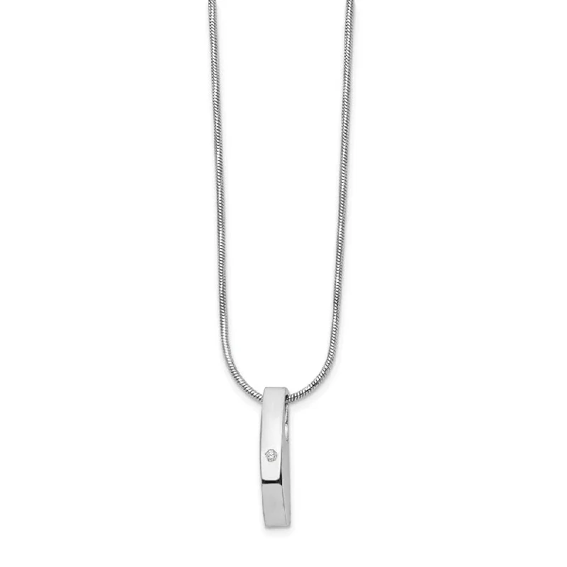 Diamond Accent Vertical Bar Adjustable Silver Necklace, 18 Inch