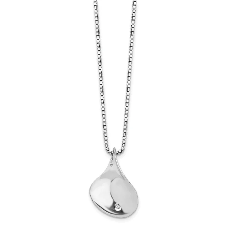 Diamond Twisted Tear Necklace in Rhodium Plated Silver, 18-20 Inch