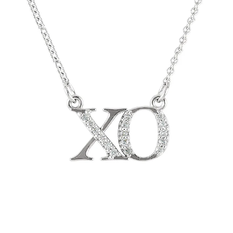 Diamond XO Necklace in 14k White Gold Necklace, 16 Inch