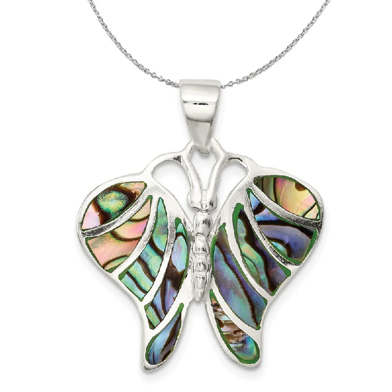 Sterling Silver and Abalone Butterfly 25mm Necklace