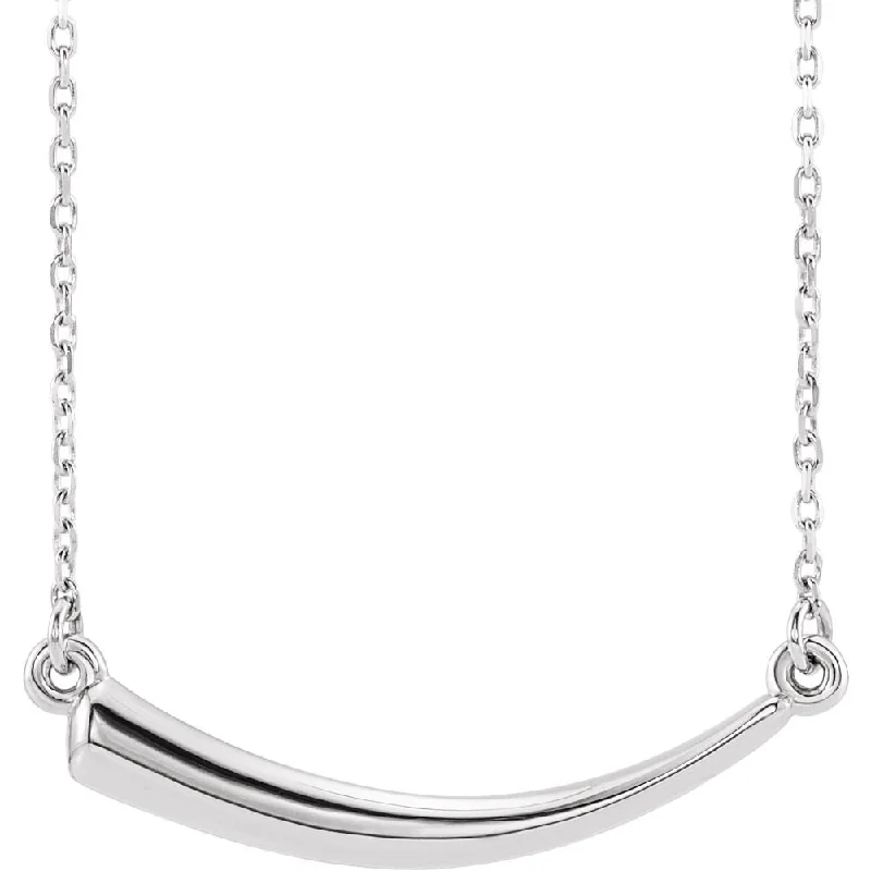 Sterling Silver Horizontal 2D Italian Horn Necklace, 16-18 Inch