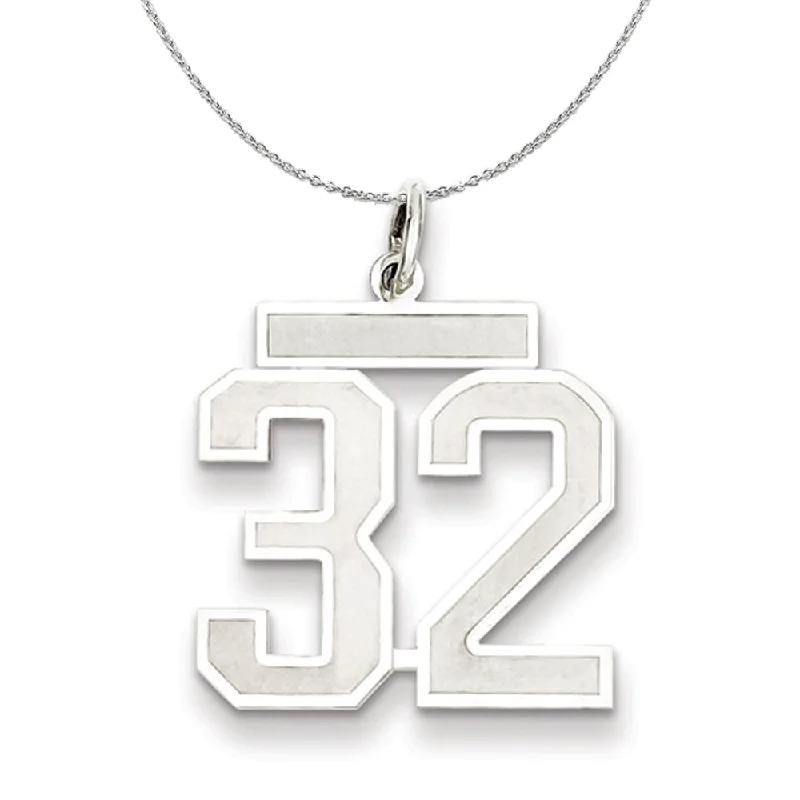 Sterling Silver, Jersey Collection, Medium Number 32 Necklace