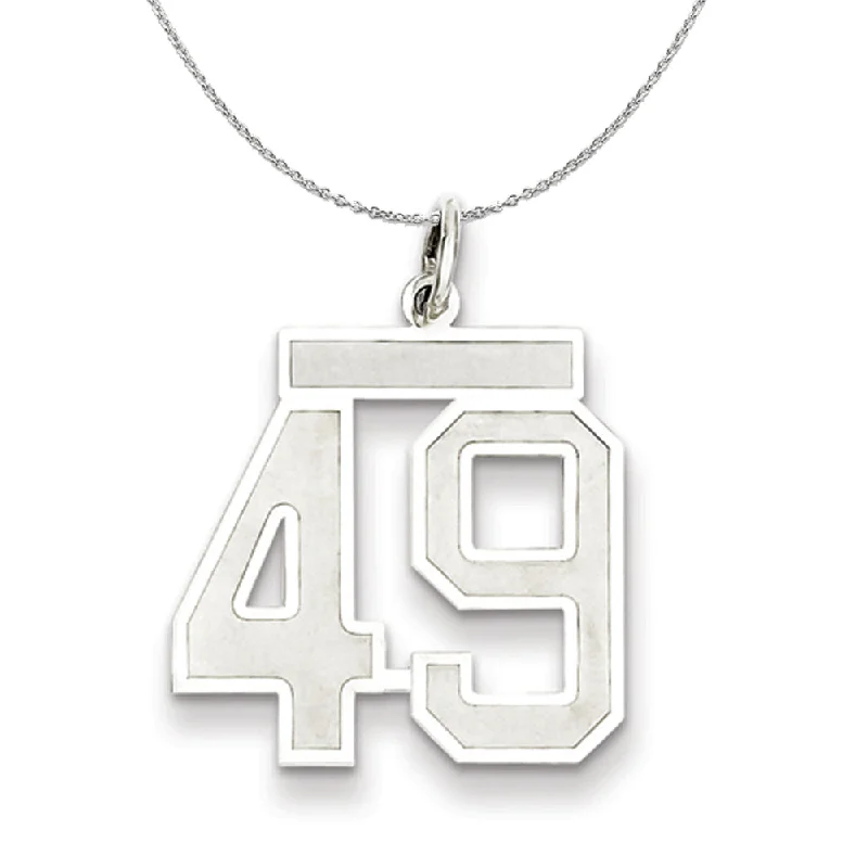 Sterling Silver, Jersey Collection, Medium Number 49 Necklace