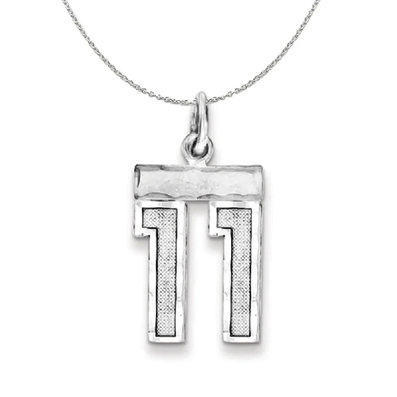 Sterling Silver, Varsity Collection, Small D/C Number 11 Necklace