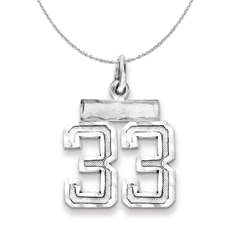 Sterling Silver, Varsity Collection, Small D/C Number 33 Necklace