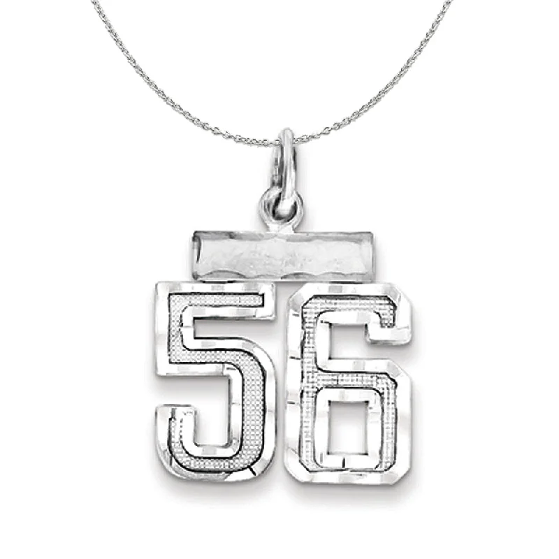 Sterling Silver, Varsity Collection, Small D/C Number 56 Necklace