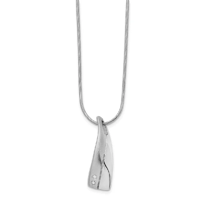 Vertical Diamond Accent Silver Adjustable Necklace, 18 Inch