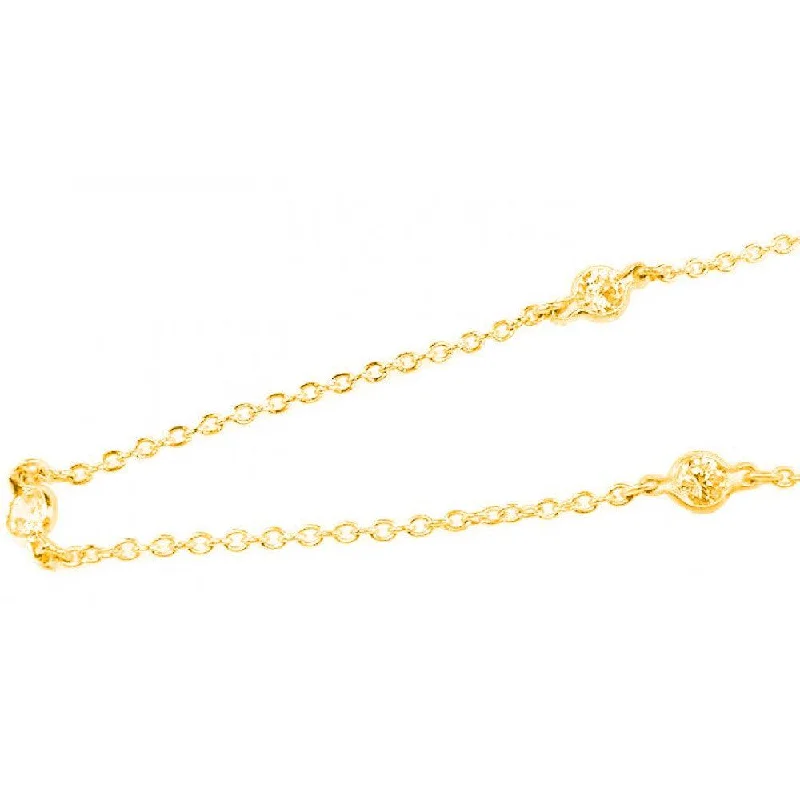 Silver 925 Gold Plated CZ By The Yard Necklace - STP00039GP