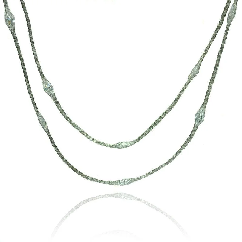 Silver 925 Rhodium Plated Mystical Chain Clear CZ Italian Necklace - ITN00051RH