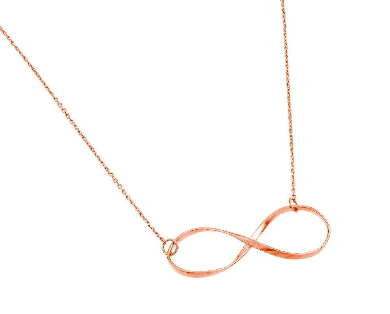 Silver 925 Rose Gold Plated Clear CZ Infinity Pendant Necklace - STP01380RGP