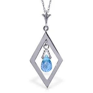 0.7 Carat 14K Solid White Gold Thoughts Blue Topaz Necklace