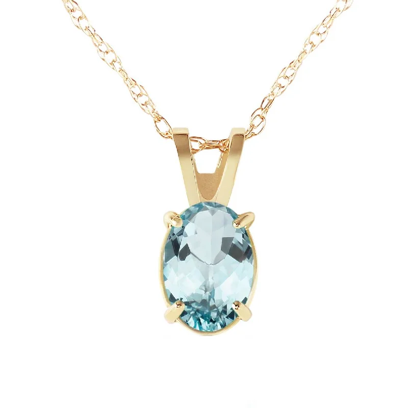 0.75 Carat 14K Solid Yellow Gold Solo Mio Aquamarine Necklace