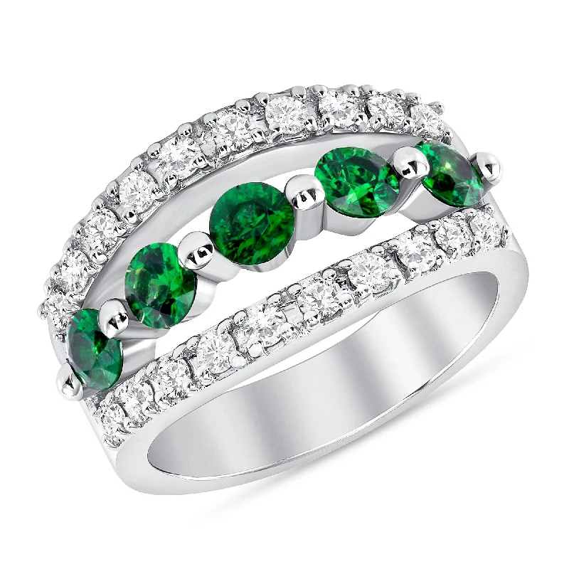 1.09 ct Tsavorite Garnet and Diamond Ring in 14k White Gold