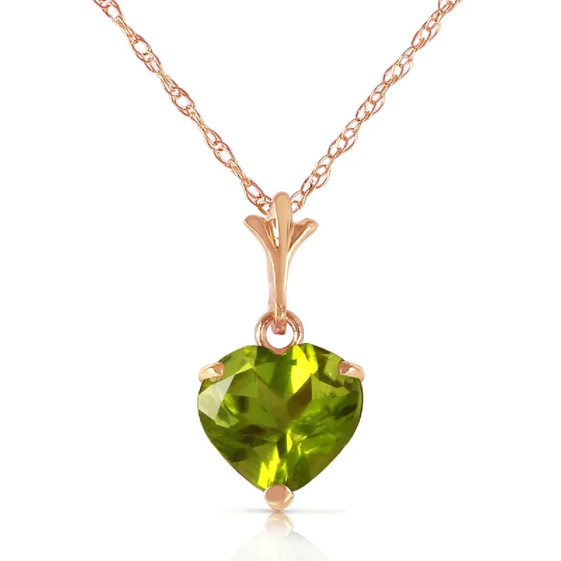 1.15 Carat 14K Solid Rose Gold Proud Heart Peridot Necklace