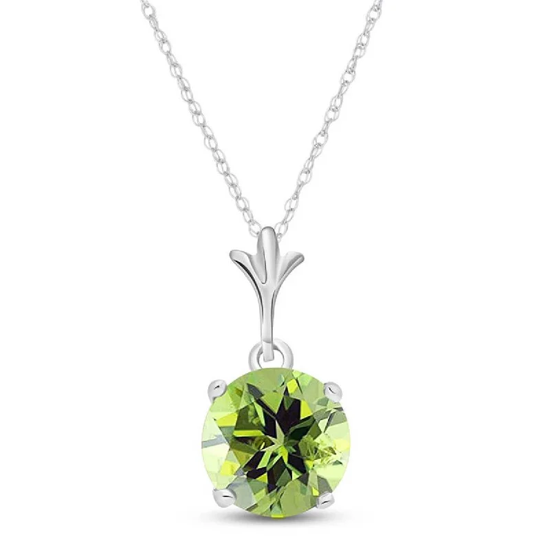 1.15 Carat 14K Solid White Gold Intensely Peridot Necklace