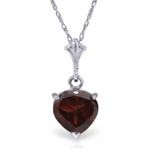 1.15 Carat 14K Solid White Gold Life Turned Out Garnet Necklace