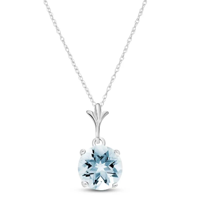 1.15 Carat 14K Solid White Gold Solutions Aquamarine Necklace