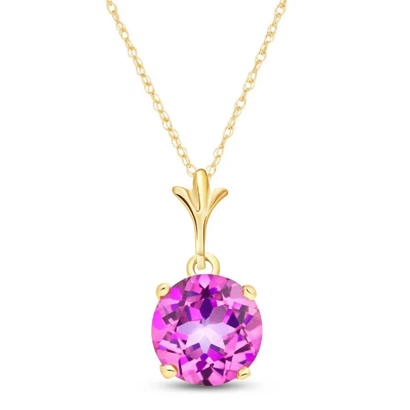 1.15 Carat 14K Solid Yellow Gold Elizabeth Bennet Pink Topaz Necklace