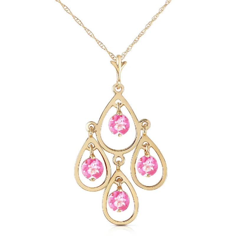 1.2 Carat 14K Solid Yellow Gold Pink Reflections Pink Topaz Necklace