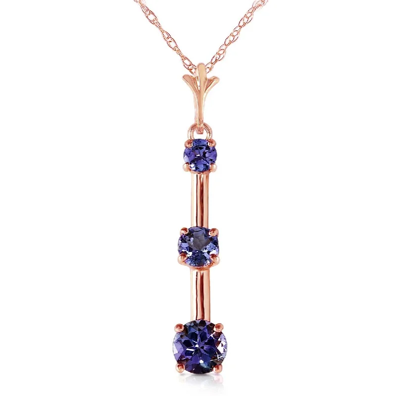 1.25 Carat 14K Solid Rose Gold Generosity Tanzanite Necklace