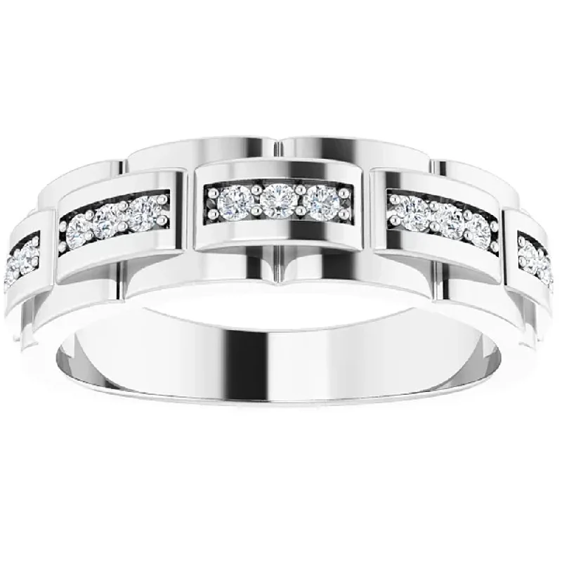 1/3 Ct Mens Lab Grown Diamond Wedding Ring White Gold Anniversary Band