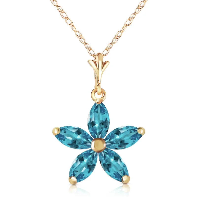 1.4 Carat 14K Solid Yellow Gold Stendhal Blue Topaz Necklace