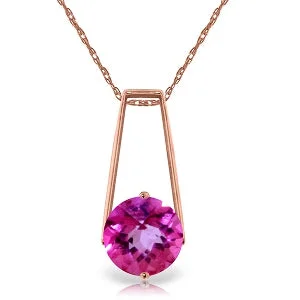 1.45 Carat 14K Solid Rose Gold Lullaby Pink Topaz Necklace