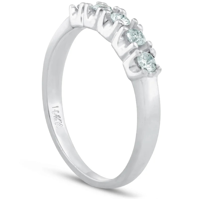 1/4ct 5 Stone Diamond Wedding Ring White Gold