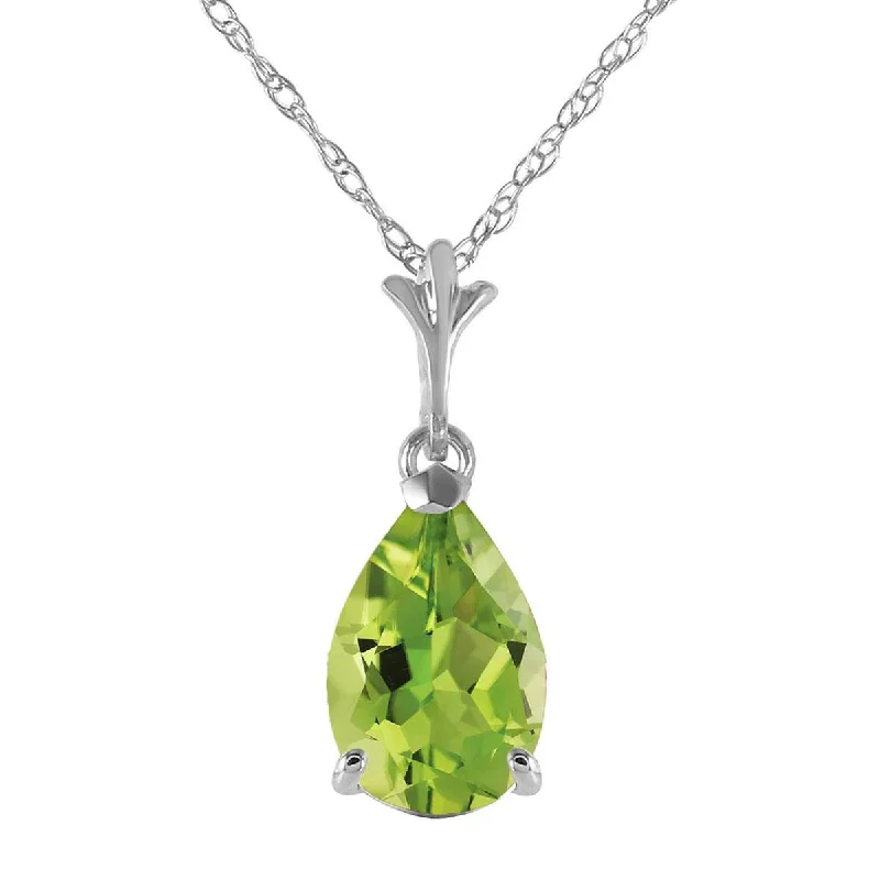 1.5 Carat 14K Solid White Gold Non Perishable Peridot Necklace